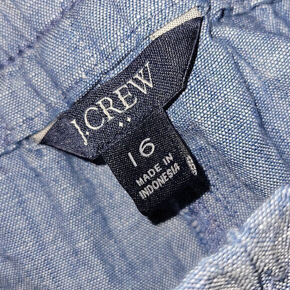 J. Crew Blue Chambray Drawstring Ankle Pant sz 16 100 cotton - Picture 6 of 7